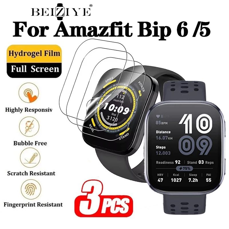 1/3 ชิ้น Hydrogel ป้องกันหน้าจอสําหรับ Amazfit Bip 6 TPU Soft Screen Protector Smartwatch Anti-scratch ฟิล์มสําหรับ Amazfit Bip 5