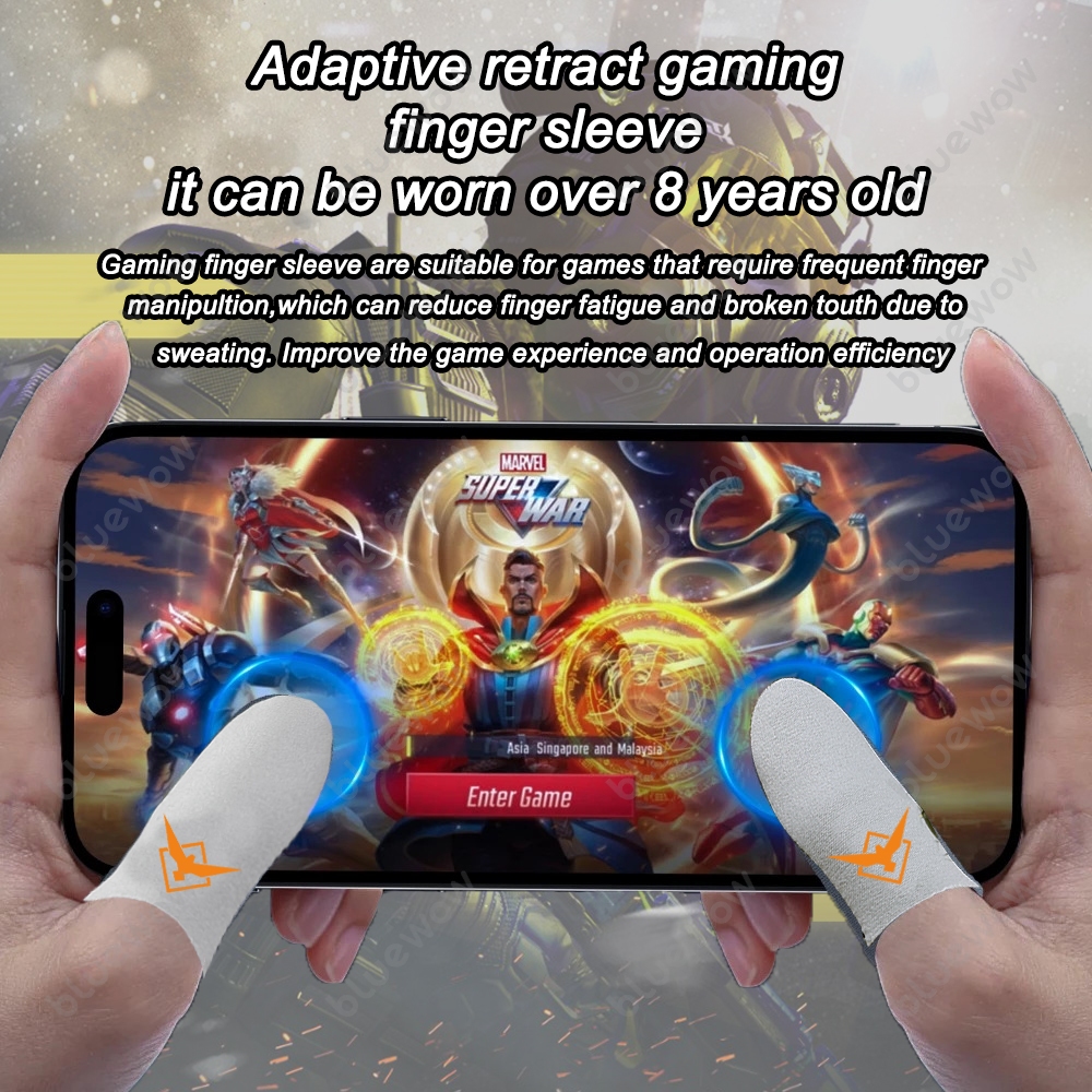 Bluewow เปลนิ้วเกม น้ําหนักเบา หน้าจอสัมผัสระบายอากาศ ไวต่อเหงื่อ ถุงมือนิ้วระบายอากาศ