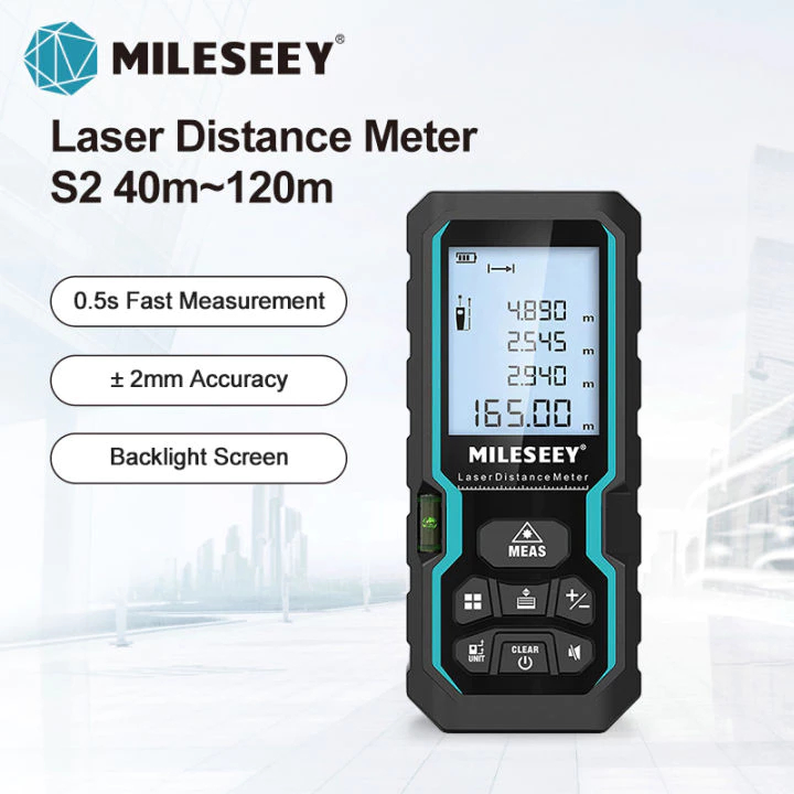 Mileseey S6 เครื่องวัดระยะเลเซอร์ 120M เครื่องค้นหาระยะไกลเลเซอร์อินฟราเรด M/In/Ft/In+Ft เทปวัดเลเซอร์ วัดพื้นที่และปริมาตร การออกแบบภายใน