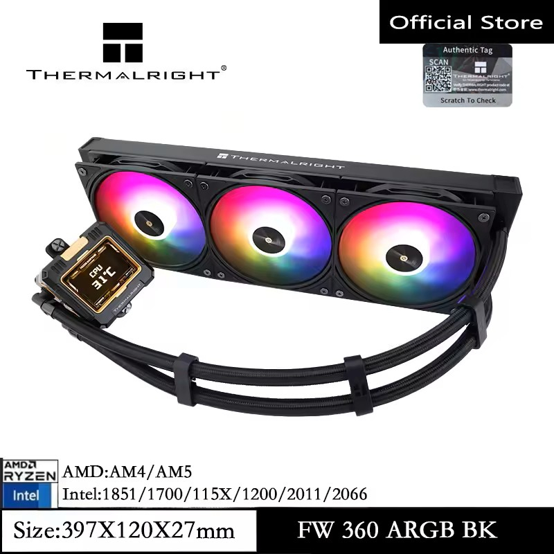 Thermalright FW360 CPU Liquid Cooler 2.4 นิ้วหม้อน้ําIPS 2.4 นิ้วจอแสดงผลLCDที่กําหนดเองหน้าจอหม้อน้