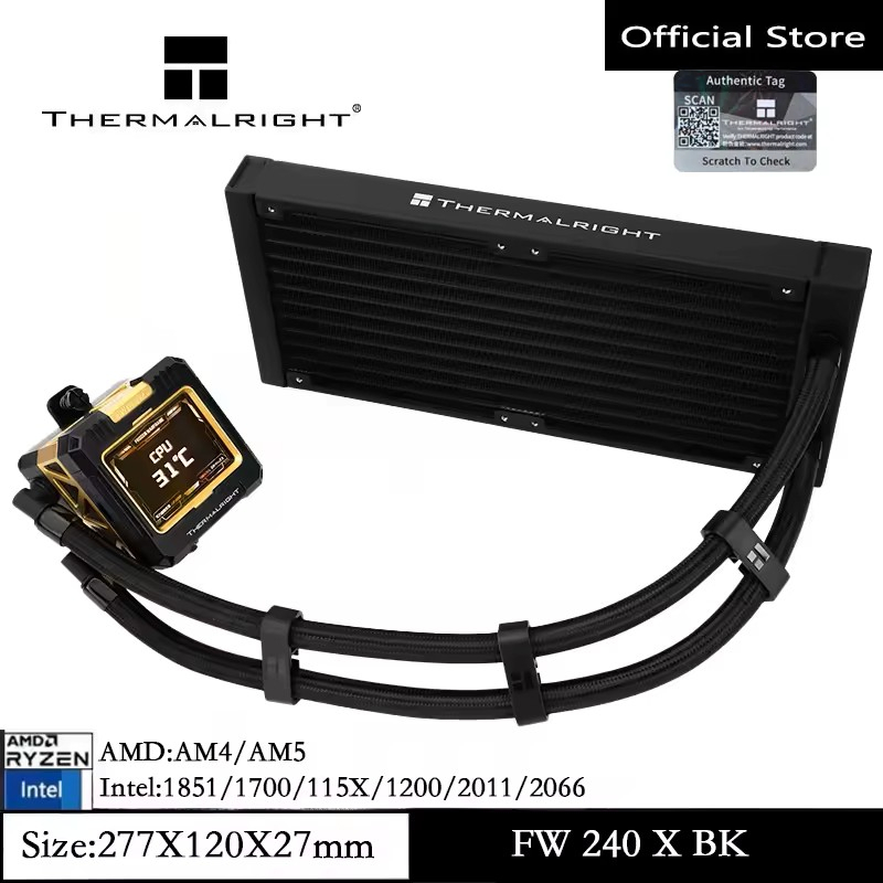 Thermalright FROZEN WARFRAME 240 X ไม่มีพัดลมรุ่น All-in-one น้ําเย็นหม้อน้ํา 2.4 นิ้วจอแสดงผล LCD หน้าจอที่กําหนดเอง CPU Liquid Cooler สําหรับ LGA1851/1700/AM5 AM4