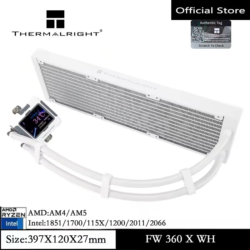 Thermalright FROZEN WARFRAME 360 X ไม่มีพัดลมรุ่น All-in-one น้ําเย็นหม้อน้ํา 2.4 นิ้วจอแสดงผล LCD หน้าจอที่กําหนดเอง CPU Liquid Cooler สําหรับ LGA1851/1700/AM5 AM4
