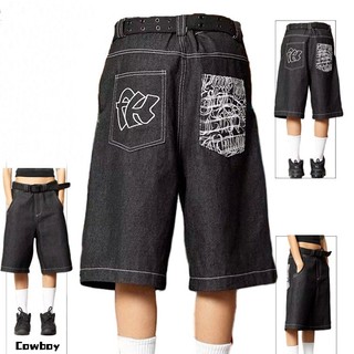 Vintage Embroidered Denim Shorts for Men and Women, Straight-Leg, Niche Design, Draped High Street Loose Wide-Leg Shorts Jeans Menswear Tropical Pants Casual Streetwear Trouser