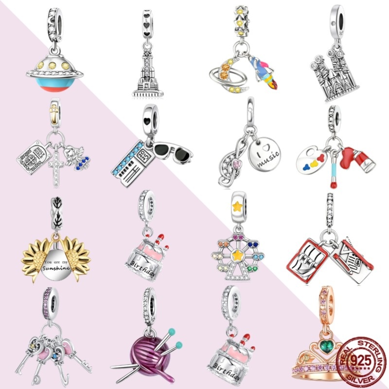 925 เงินสเตอร์ลิง French Fries ลูกปัดที่มีสีสัน Five-pointed Star เหมาะสําหรับ Original สร้อยข้อมือสร้อยข้อมือเครื่องประดับคลิป