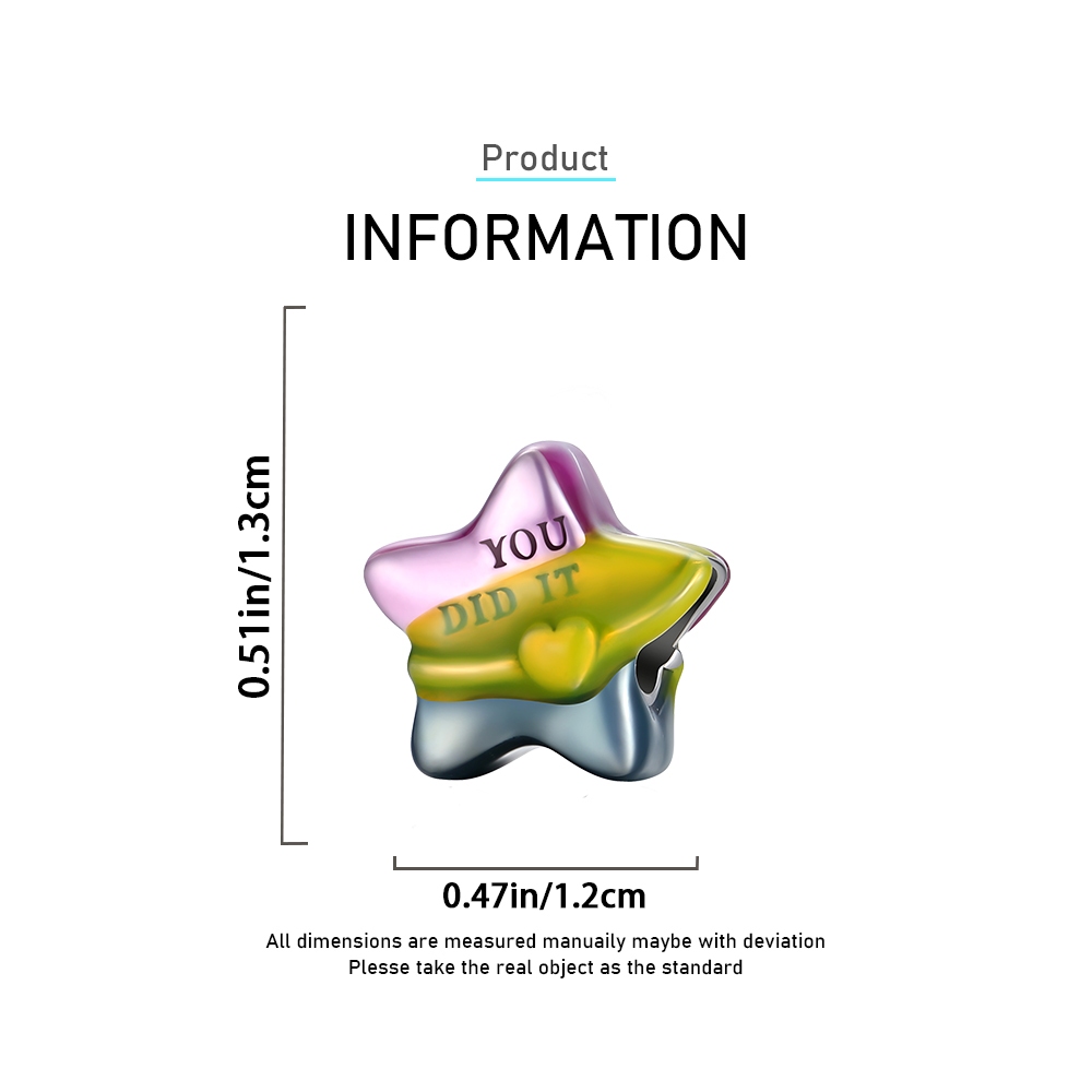 925 เงินสเตอร์ลิง French Fries ลูกปัดที่มีสีสัน Five-pointed Star เหมาะสําหรับ Original สร้อยข้อมือสร้อยข้อมือเครื่องประดับคลิป - รูปที่ 6