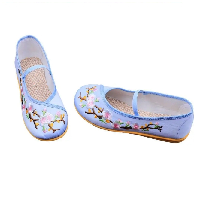 หญิง/ผู้ใหญ่รองเท้าปักเด็กทําด้วยมือ ฮันฟู รองเท้าสไตล์ชาติพันธุ์เสื้อผ้าโบราณแบบดั้งเดิมนักเรียนจีนเต้นรําเย็บปักถักร้อยรองเท้านุ - รูปที่ 6