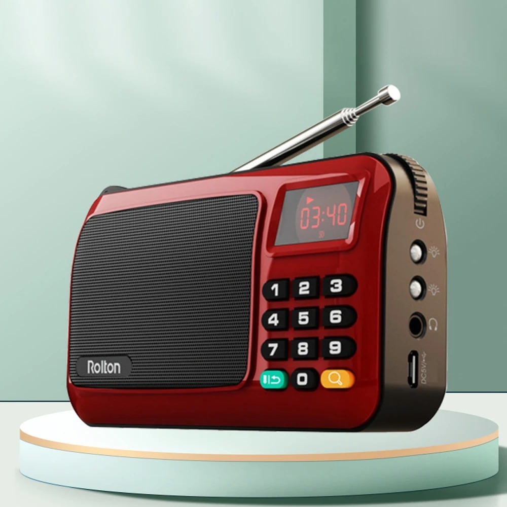 Rolton วิทยุ FM ลําโพงเครื่องเล่นเพลง TF Card สําหรับ PC iPod โทรศัพท์พร้อมจอแสดงผล LED