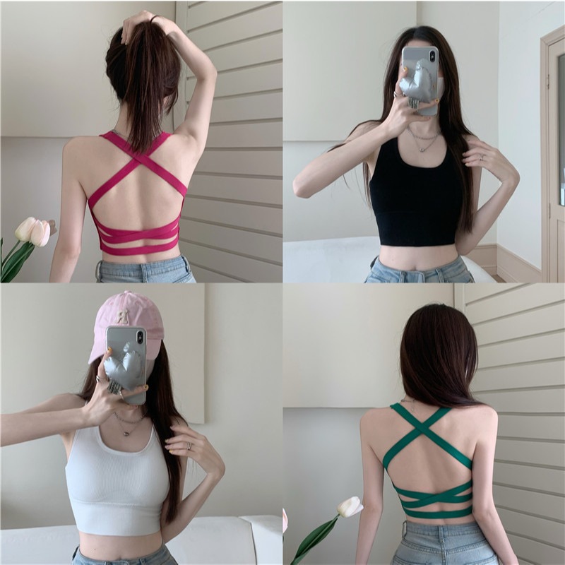 【WJZ】เสื้อกั๊กกีฬาเซ็กซี่สําหรับผู้หญิงพร้อมแผ่นรองหน้าอก【L560】