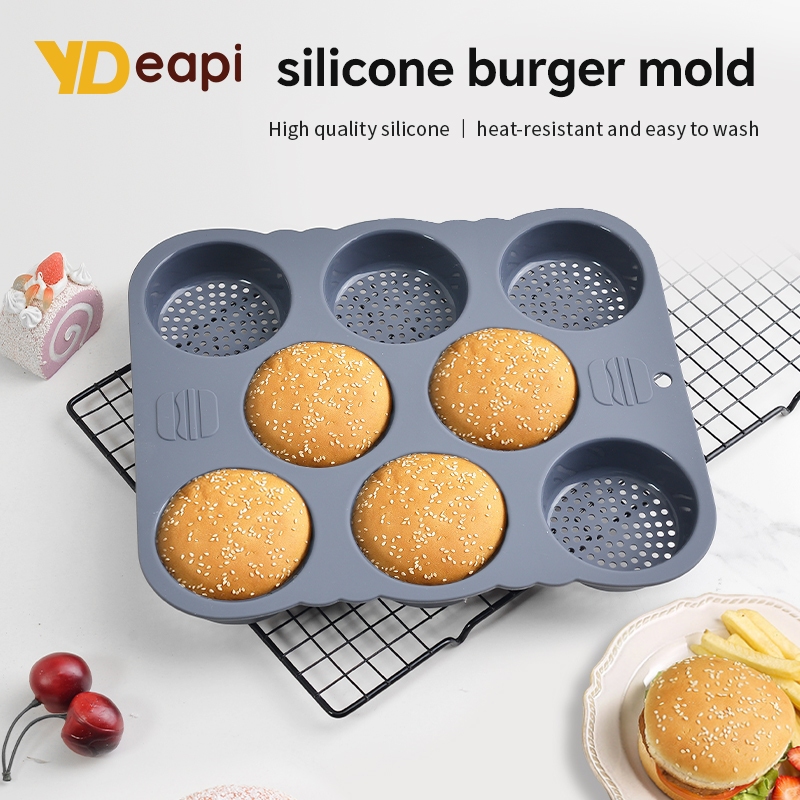 Ydeapi แฮมเบอร์เกอร์ Bun แม่พิมพ์ Non-Stick เกรดอาหารซิลิโคนขนมปัง Loaf Pan Baguette ขนมปังฝรั่งเศสเ