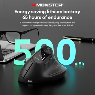 Monster M2MAX เมาส์บลูทูธไร้สายไม่ลื่นออกแบบตามหลักสรีรศาสตร์แสงอุปกรณ์หลายอายุการใช้งานแบตเตอรี่ยาวนาน