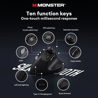 Monster M2MAX เมาส์บลูทูธไร้สายไม่ลื่นออกแบบตามหลักสรีรศาสตร์แสงอุปกรณ์หลายอายุการใช้งานแบตเตอรี่ยาวนาน
