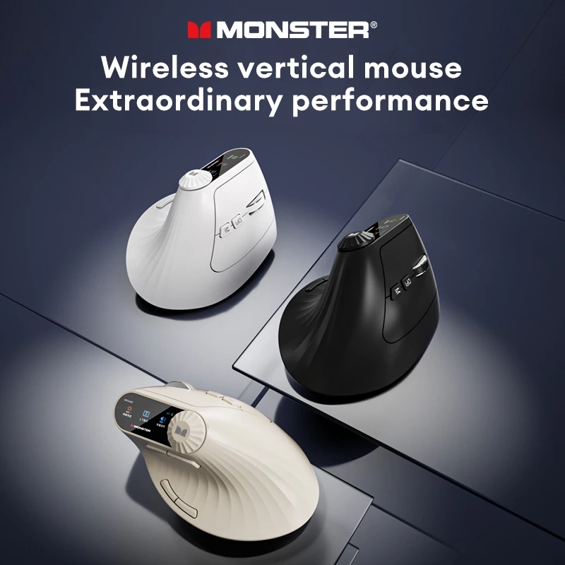 Monster M2MAX เมาส์บลูทูธไร้สายไม่ลื่นออกแบบตามหลักสรีรศาสตร์แสงอุปกรณ์หลายอายุการใช้งานแบตเตอรี่ยาวนาน