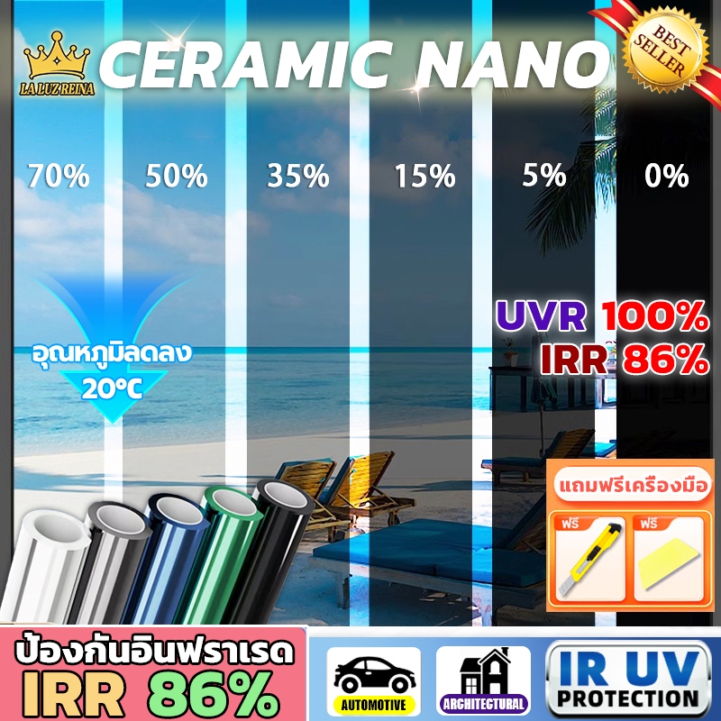 🌞กันรังสีUV99%🌞ฟิล์มกรองแสง ยาว 2 เมตร กันความร้อน มองเห็นด้านเดียว ให้ความเป็นส่วนตัว Black Carbon Window Film