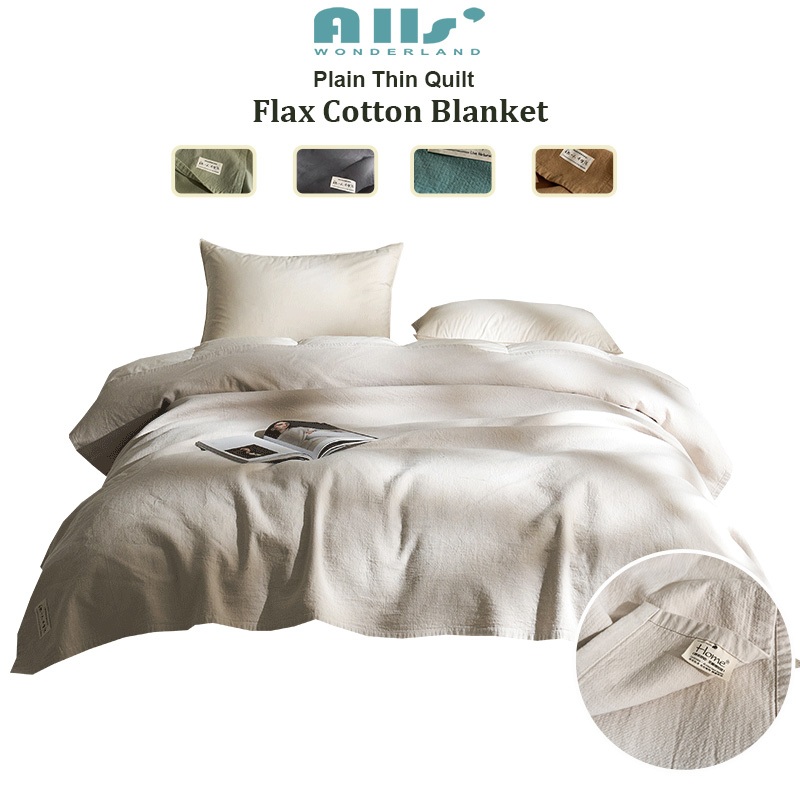 ลินิน ผ้าฝ้ายทั้งหมด สีทึบ blanket cotton ผ้าห่ม 6 ฟุต Luxury นุ่ม ผ้าห่มสีเทา ผ้าห่มบาง ผ้านวมบาง ขนนุ่ม