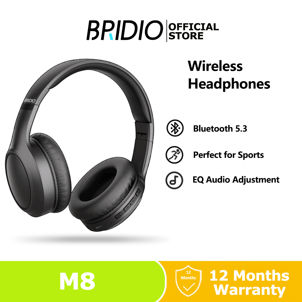 Bridio M8 หูฟังบลูทูธ Bluetooth 5.3 3EQ Noise Reduction  Low Latency หูฟัง with MIC หูฟังครอบหู ของข