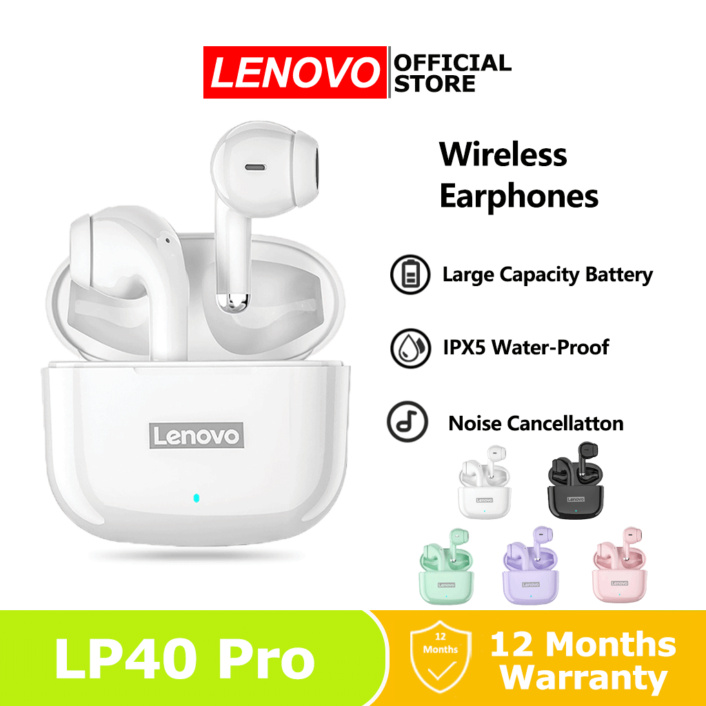 Lenovo LP40 Pro หูฟังบลูทูธ หูฟังไร้สาย หูฟังtws กันน้ำ IPX5 พร้อมไมค์สำหรับ IOS Android - ลดเสียงรบกวน HD Music