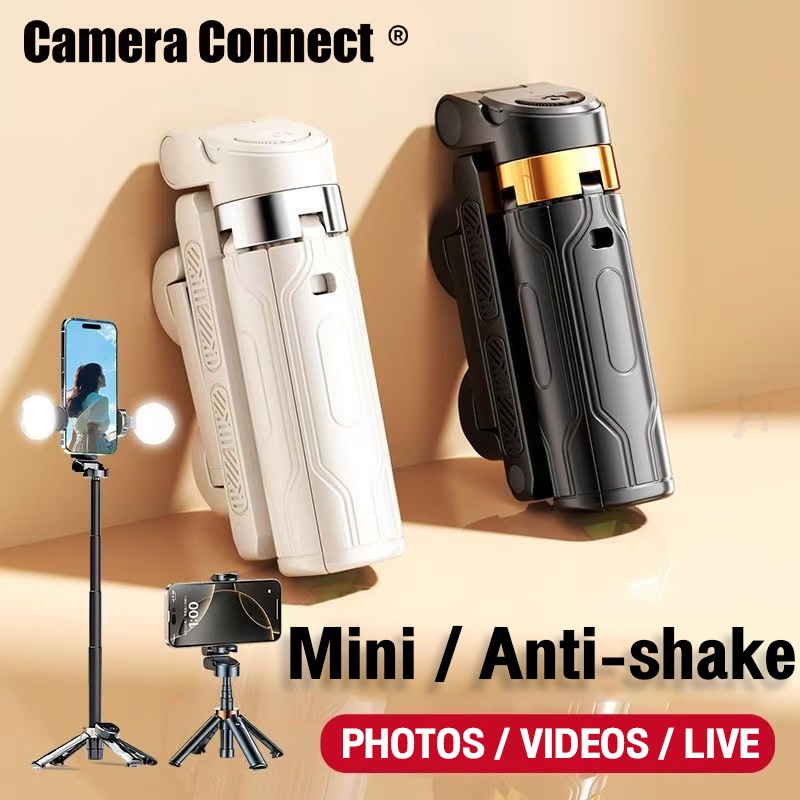 Mini ไม้เซลฟี่ ขยายได้ Grip Phone Tripod รีโมทบลูทูธในตัว Selfie Stick มีไฟLED สำหรับการถ่ายวิดีโอ Vlog 360° การหมุนที่มีความยืดหยุ่นขาตั้งกล้องไม้เซลฟี่แบบพับได้พร้อมรีโมทที่ถอดออกได้ปุ่มกดแบบสัมผัสเดียว