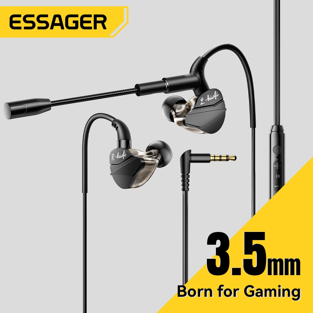 Essager HIFI พร้อมไมโครโฟน Gaming Type-c/3.5 มม.หูฟังชนิดใส่ในหูพร้อมไมโครโฟนสเตอริโอแบบมีสายหูฟังชุดหูฟัง