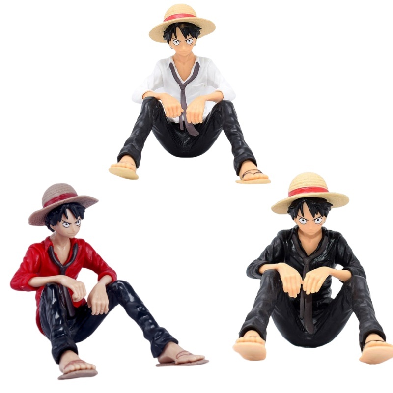 3 ประเภท 9 ซม.One Piece การ์ตูน Luffy สไตล์นั่งตุ๊กตา PVC รูปของเล่นคอลเลกชันตุ๊กตาลิง D Luffy ของขวัญ