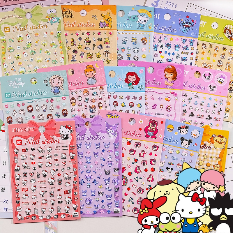 สติ๊กเกอร์ติดเล็บการ์ตูน Disney ซานริโอ้ ติ๊กเกอร์ติดเล็บเด็กลายการ์ตูน สไตล์เจ้าหญิง พร้อมส่งจากไทย