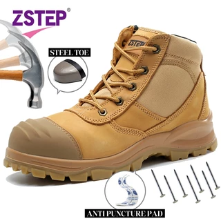 ZSTEP รองเท้าความปลอดภัยสำหรับผู้ชายรองเท้าทำงานบนหัวเหล็กป้องกันการเจาะ