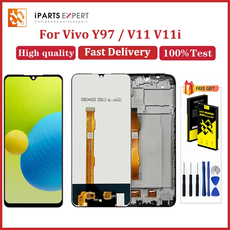 IPARTSEXPERT 6.3 "LCD สําหรับ VIVO Y97 Y97A V11 V11i จอแสดงผลหน้าจอสัมผัสพร้อมกรอบสําหรับ V1813A V18