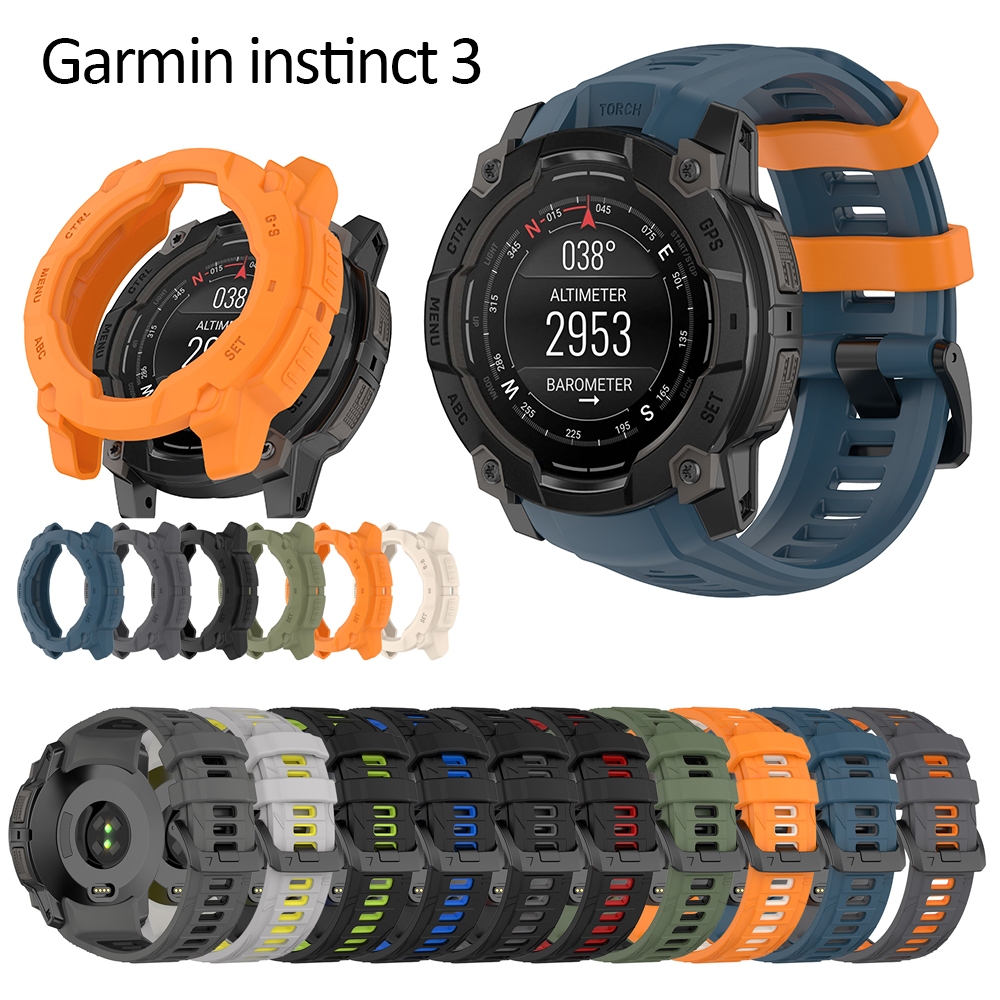 Garmin instinct 3 strap case AMOLED SOLAR 45mm 50mm กรอบเกราะสาย USB charger dock adapter กระจกนิรภัยป้องกันหน้าจอปลั๊กกันฝุ่น smart watch band strap