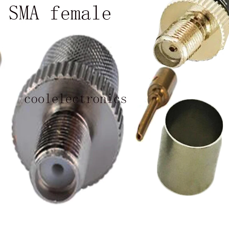 5pcs SMA หญิง Crimp สําหรับ RG8 LMR400 RG213 RG165 RG393 7D-FB RF Coaxial connector