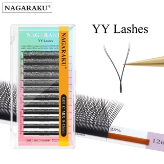 Nagaraku ขนตาปลอม ทรง YY ขนมิงค์ นุ่ม เป็นธรรมชาติ สำหรับการต่อขนตาถาวร