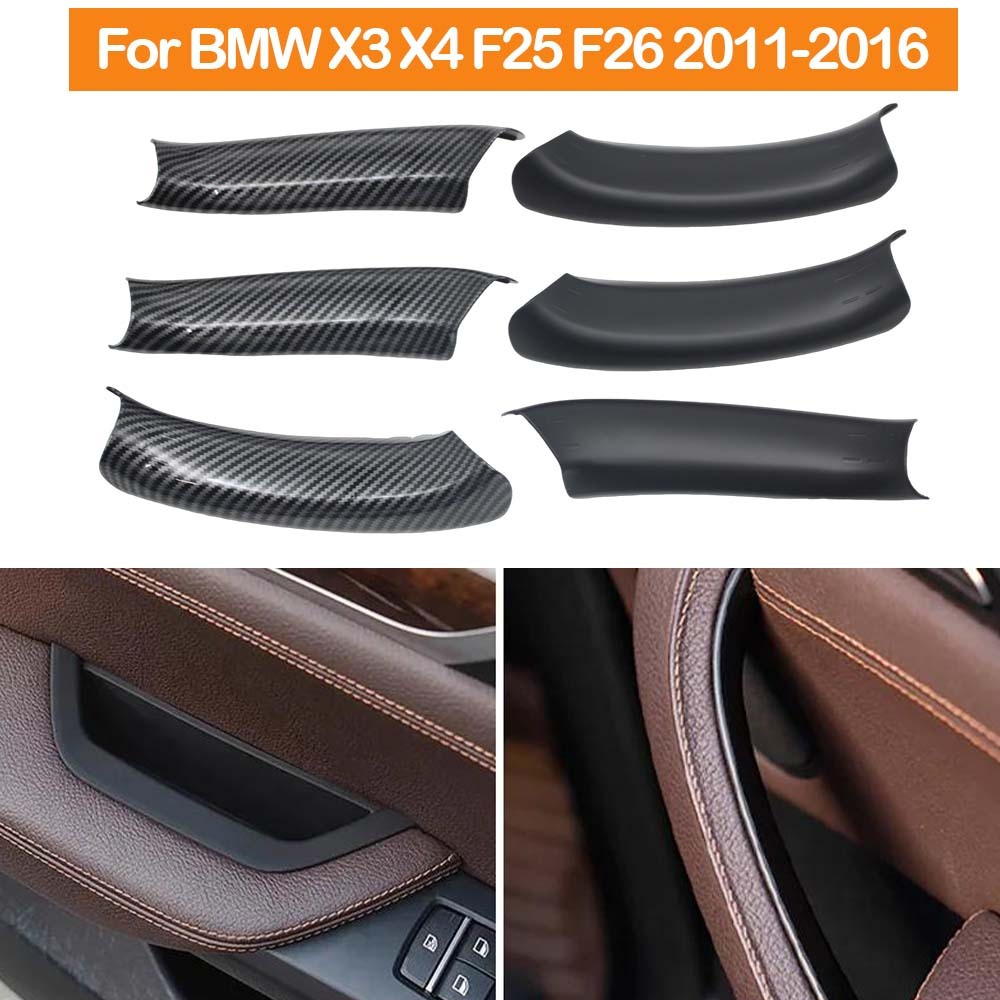 คาร์บอนไฟเบอร์สีดําภายในรถมือจับประตูดึงสําหรับ บีเอ็มดับเบิลยู X3 X4 ฉ25 ฉ26 2010 2011 2012 2013 2014 2015 2016 2017