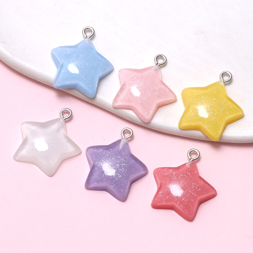 ดาวที่มีสีสันเรซิ่นเสน่ห์จี้ของขวัญคู่กระเป๋าจี้เด็กนักเรียนของขวัญเครื่องประดับทําอุปกรณ์
