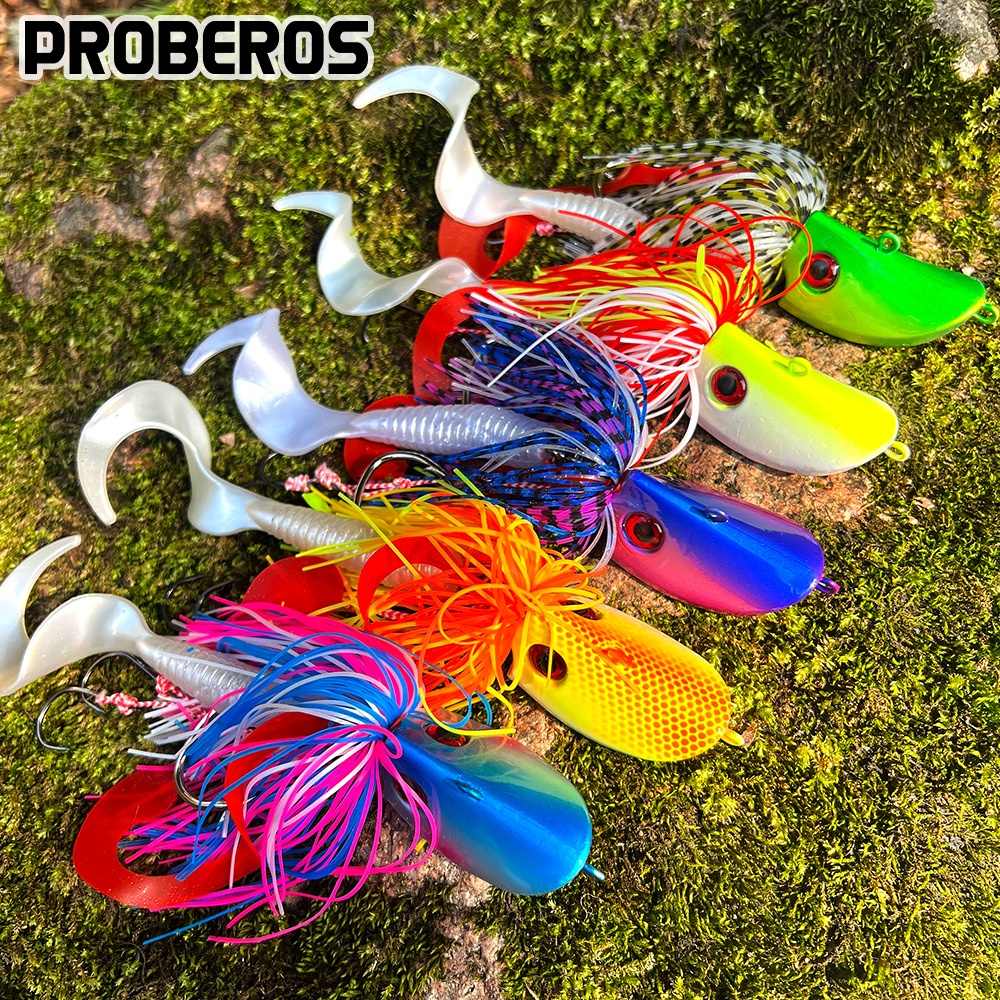 Proberos เหยื่อหัวจิ๊กกิ้งระดับพรีเมียม 1 ชิ้นพร้อมชุดหนอนอ่อน: ตะขอตกปลาถ่วงน้ําหนักสําหรับ Pro Anglers - ทนทาน เหยื่อที่น่าสนใจสําหรับสด/น้ําเค็ม