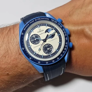 สายนาฬิกาสําหรับ Omega X Swatch Joint MoonSwatch สาย Seamaster 300 ผู้ชายผู้หญิง 20 มม.ยางซิลิโคนโค้ง End สร้อยข้อมือ Watchband