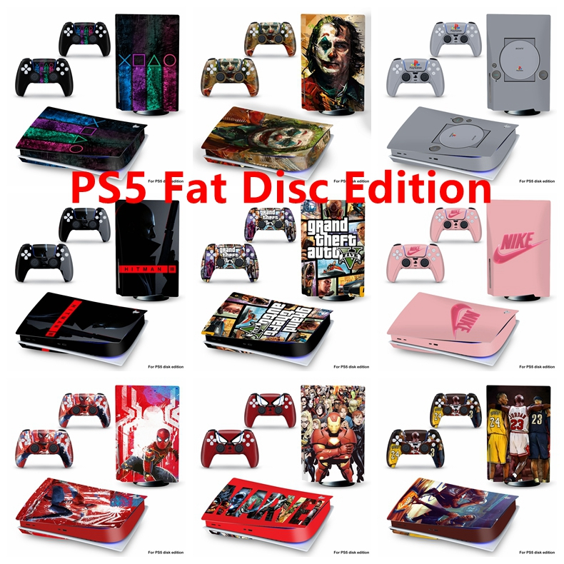 100 สีผิวชุดสติกเกอร์ใช้งานร่วมกับ Sony Playstation 5 Fat Disc Edition ไวนิล Decal Wrap ฟิล์มป้องกัน