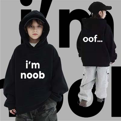 เสื้อฮู้ดดี้เด็ก I’m noobใส่แล้วไม่มี noob Children’s Hoodie ผ้าเนื้อนุ่ม เหมาะกับเด็ก