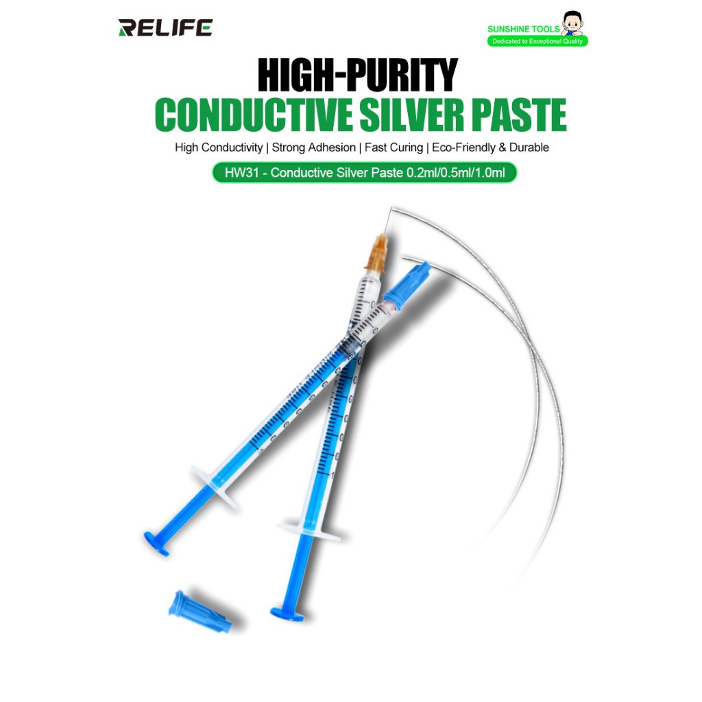 Relife HW31 เงินนําไฟฟ้าความบริสุทธิ์สูงวางการนําไฟฟ้าสูงการยึดเกาะที่แข็งแกร่งการบ่มอย่างรวดเร็วเป็