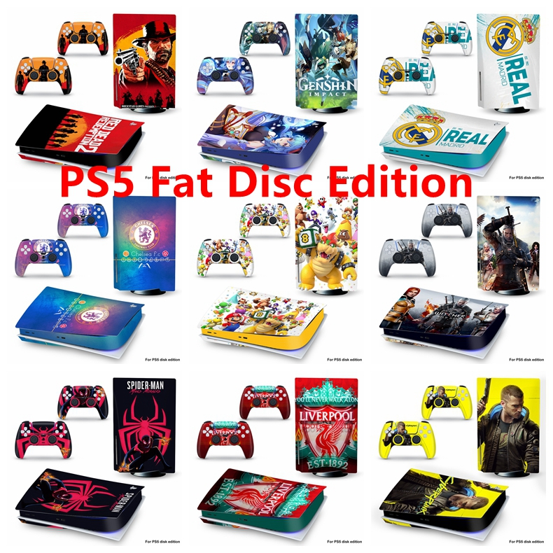 100 สีผิวชุดสติกเกอร์ใช้งานร่วมกับ Sony Playstation 5 Fat Disc Edition ไวนิล Decal Wrap ฟิล์มป้องกัน