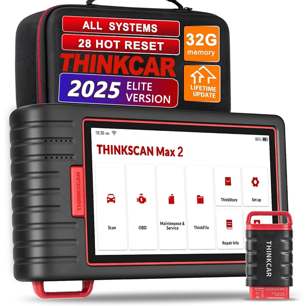 เครื่องสแกนเนอร์ Thinkcar OBD2 ไร้สาย, Thinkscan Max2 เครื่องมือสแกนวินิจฉัยอัพเกรดฟรีตลอดอายุการใช้งานพร้อม CAN-FD, FCA AutoA Auth, การวินิจฉัยระบบทั้งหมด & รีเซ็ต 28+