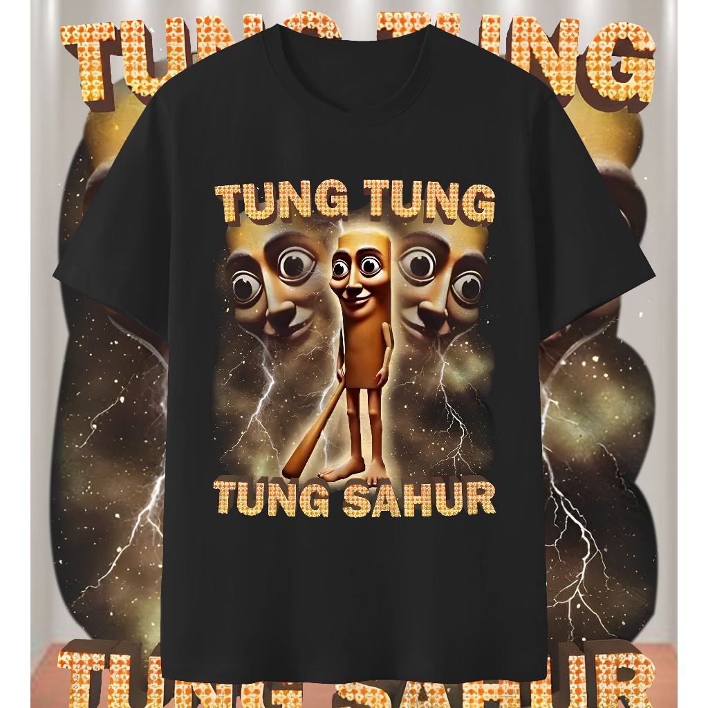 Tung Tung Tung Sahur เสื้อยืดคอกลมผ้าคอตตอนพิมพ์ลายสำหรับผู้ชาย