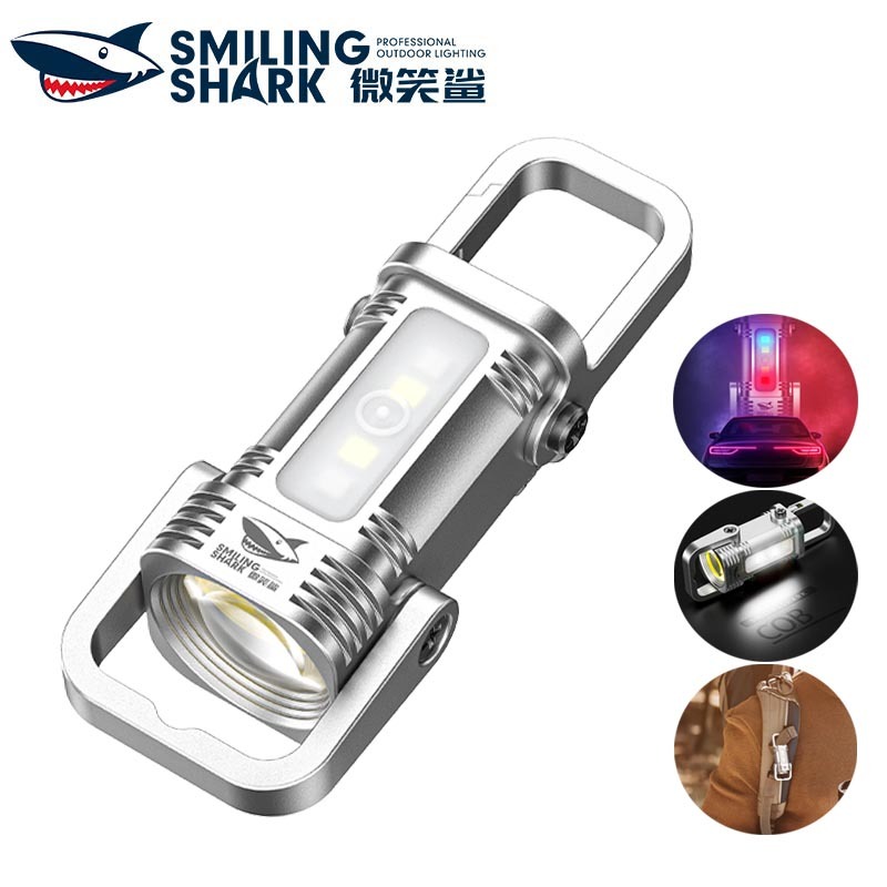 SmilingShark TIP138 ไฟฉาย LED มินิ แบบชาร์จได้ พวงกุญแจ ไฟคบเพลิง 7 โหมด Type-C กันน้ำ