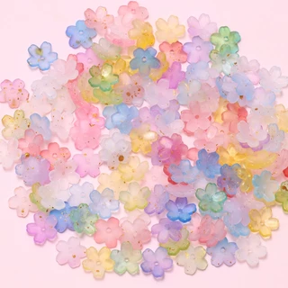 50ชิ้นผสมสีดอกซากุระเคลือบทองโรยอะคริลิดอกไม้หมวกลูกปัดทําเองแฮนด์เมดสร้อยข้อมืออุปกรณ์เสริม