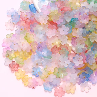50ชิ้นผสมสีดอกซากุระเคลือบทองโรยอะคริลิดอกไม้หมวกลูกปัดทําเองแฮนด์เมดสร้อยข้อมืออุปกรณ์เสริม