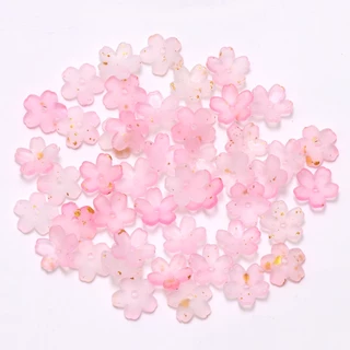 50ชิ้นผสมสีดอกซากุระเคลือบทองโรยอะคริลิดอกไม้หมวกลูกปัดทําเองแฮนด์เมดสร้อยข้อมืออุปกรณ์เสริม