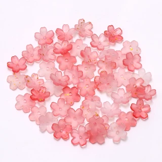 50ชิ้นผสมสีดอกซากุระเคลือบทองโรยอะคริลิดอกไม้หมวกลูกปัดทําเองแฮนด์เมดสร้อยข้อมืออุปกรณ์เสริม