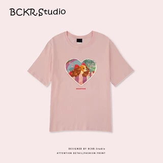✨แฟชั่นสไตล์เกาหลี✨เสื้อยืดลายสุนัขน่ารัก🐶เสื้อผ้าคอตตอนทรงโอเวอร์ไซซ์สำหรับผู้หญิงในฤดูร้อนขนาดใหญ่รุ่นYG507