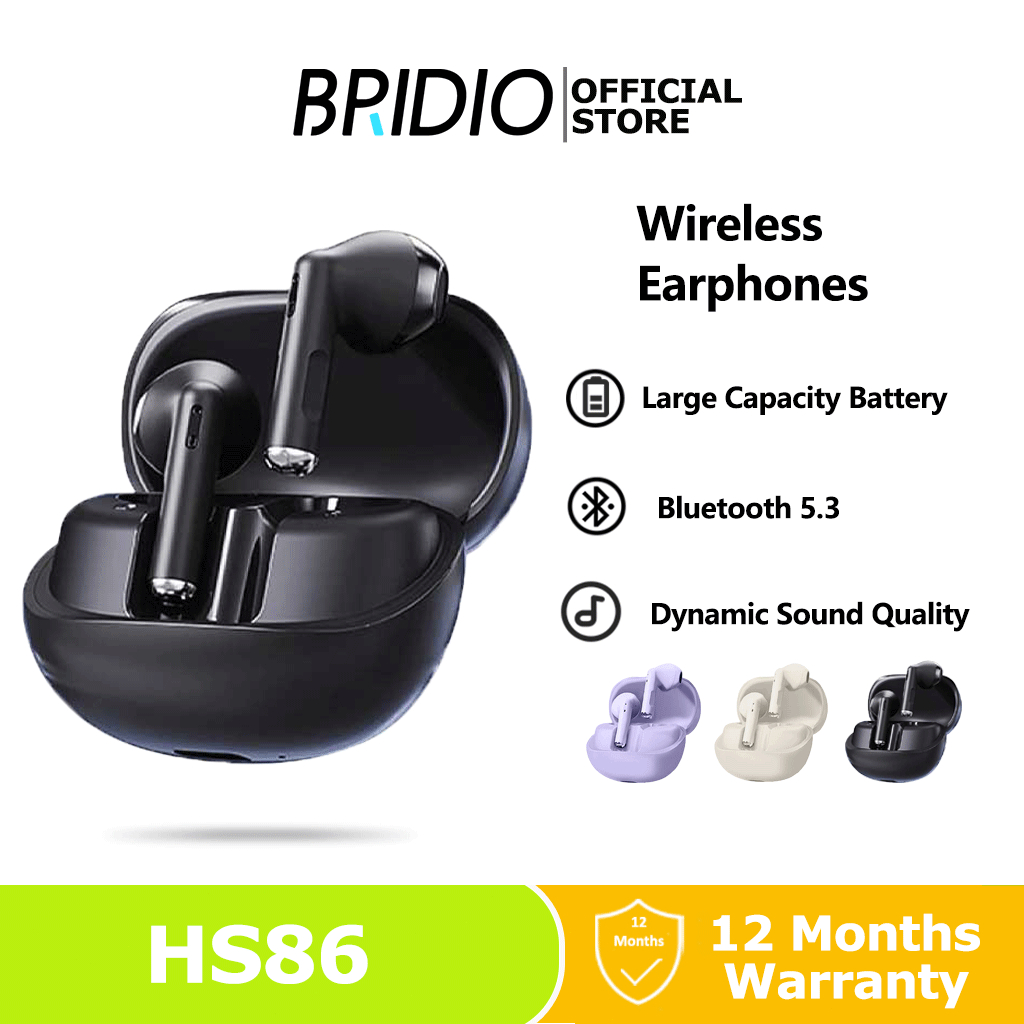 Bridio HS86 หูฟังบลูทูธ ลดเสียงรบกวน Bluetooth 5.3 พร้อมไมโครโฟนในตัว ใช้งานได้นาน 28 ชม น้ำหนักเบาและสะดวกสบาย