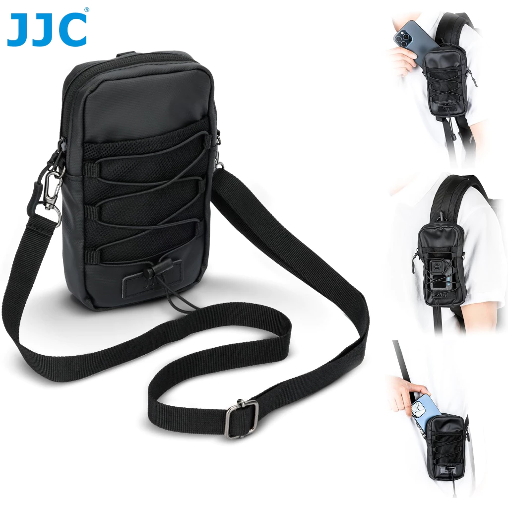 JJC กระเป๋า Outdoor Travel อเนกประสงค์กระเป๋ากันน้ำกระเป๋าพร้อมสายคล้องไหล่สำหรับสมาร์ทโฟน DJI Insta360 Camera กล้องแอคชั่นแคมเมรา waterproof Phone Case Bag Airtag SD Card การ์ดความจำอุปกรณ์เสริมกลางแจ้ง