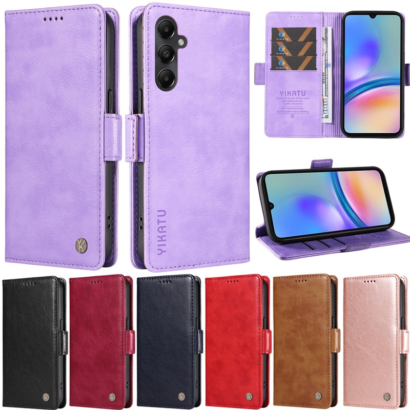 SAMSUNG หนังสือสําหรับSamsung Galaxy A54 A34 A24 A33 A53 A73 A23 A13 M13 5G S20 FE M13 4G S21 FE 5G Luxury Retroกระเป๋าสตางค์ช่องใส่การ์ดหนังพลิกผิวขาตั้งป้องกันฝาครอบแม่เหล็กกรณี