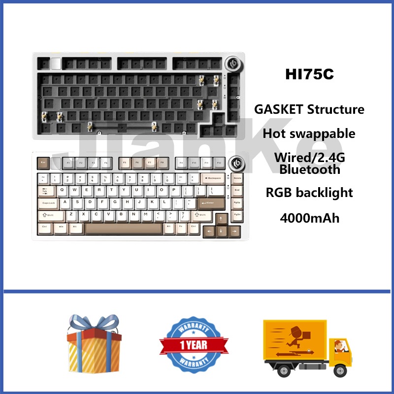 Leobog Hi75C อลูมิเนียมคีย์บอร์ดไร้สาย 75% Hot swappable RGB GASKET คีย์บอร์ดเกมที่กําหนดเองพร้อมลูกบิด