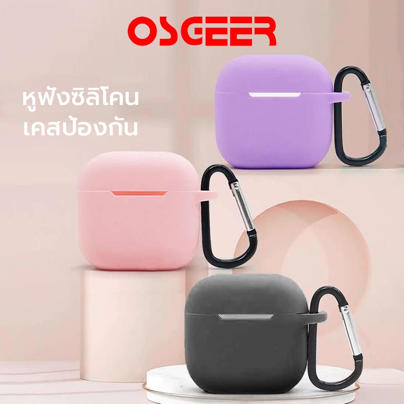 [osgeer]ฝาครอบป้องกันหูฟัง เคสซิลิโคนหุ้มเกราะกันกระแทกสําหรับ Air Pods Pro 2 3 4, LED ด้านหน้าที่มองเห็นได้, พร้อมคาราบิเนอร์, สีชมพู/ดํา